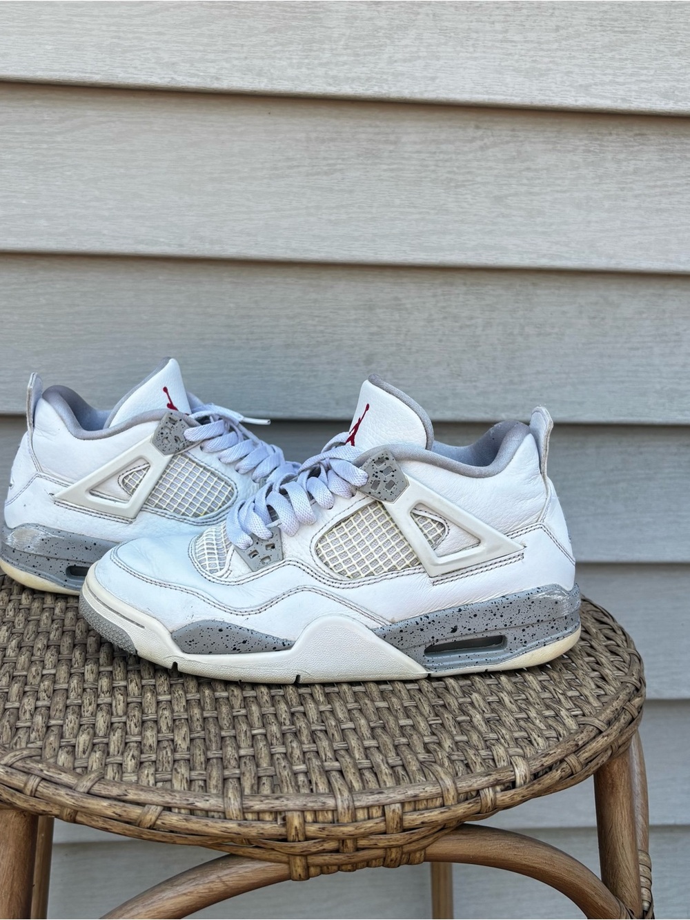 Jordan White and Gray Speckled Retro Sneakers. Size 7Y